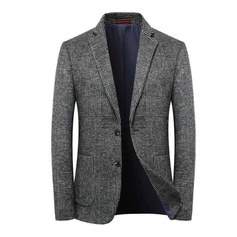 Ull Varme Menn For Blazer Høst Vinter Smart Casual Klassisk Single Breasted - Grå