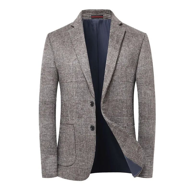 Ull Varme Menn For Blazer Høst Vinter Smart Casual Klassisk Single Breasted - Grå