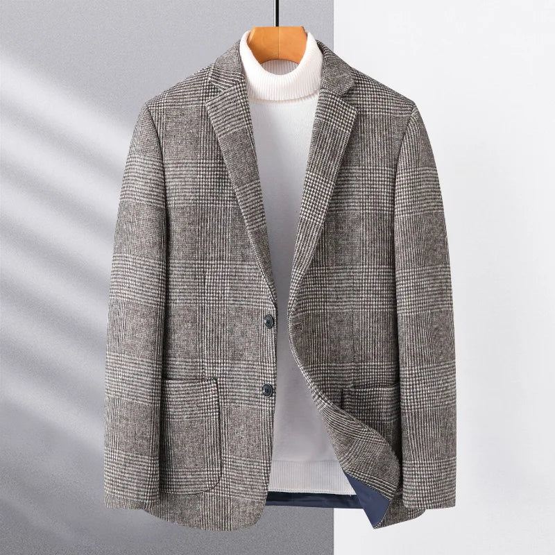 Ull Varme Menn For Blazer Høst Vinter Smart Casual Klassisk Single Breasted - Grå