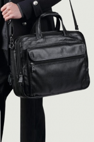 Kofferter I Ekte Skinn 15 Tommer Bærbar Håndveske Dokumentveske Herre Business Crossbody Bag Tote Messenger Skuldervesker