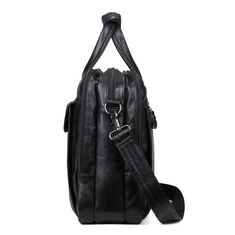 Kofferter I Ekte Skinn 15 Tommer Bærbar Håndveske Dokumentveske Herre Business Crossbody Bag Tote Messenger Skuldervesker - Grønn