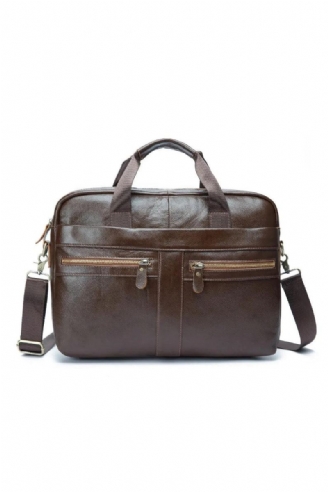 Menn Skinn Retro Reise Koffert Business 15.6 Tommer Laptop Veske Design Messenger Bag