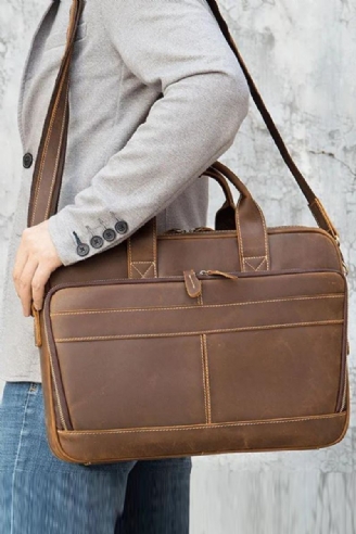 Skinnkoffert For Man Business Håndveske 15.6 Tommer Laptop Portfolio Skulder Messenger Bag