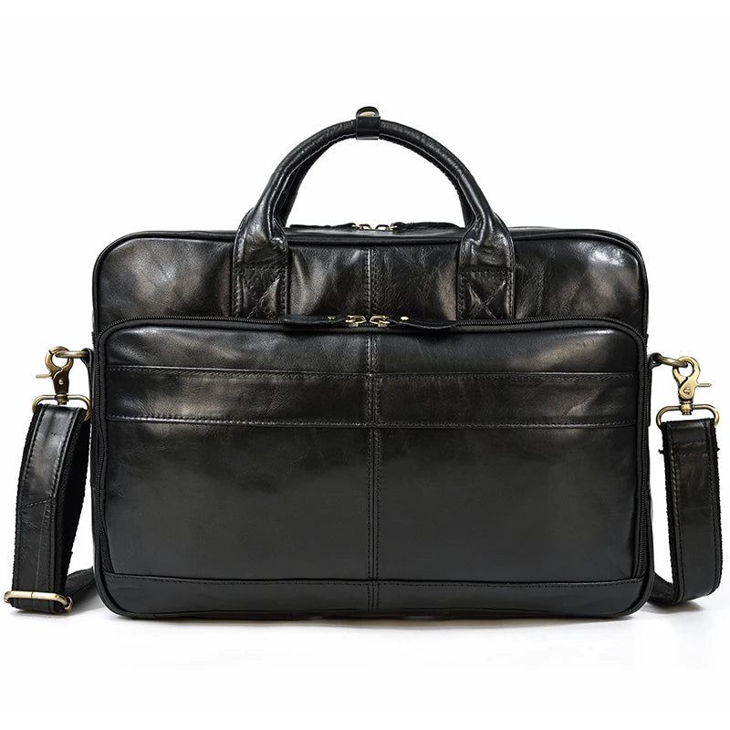 Skinnkoffert For Man Business Håndveske 15.6 Tommer Laptop Portfolio Skulder Messenger Bag - Brun