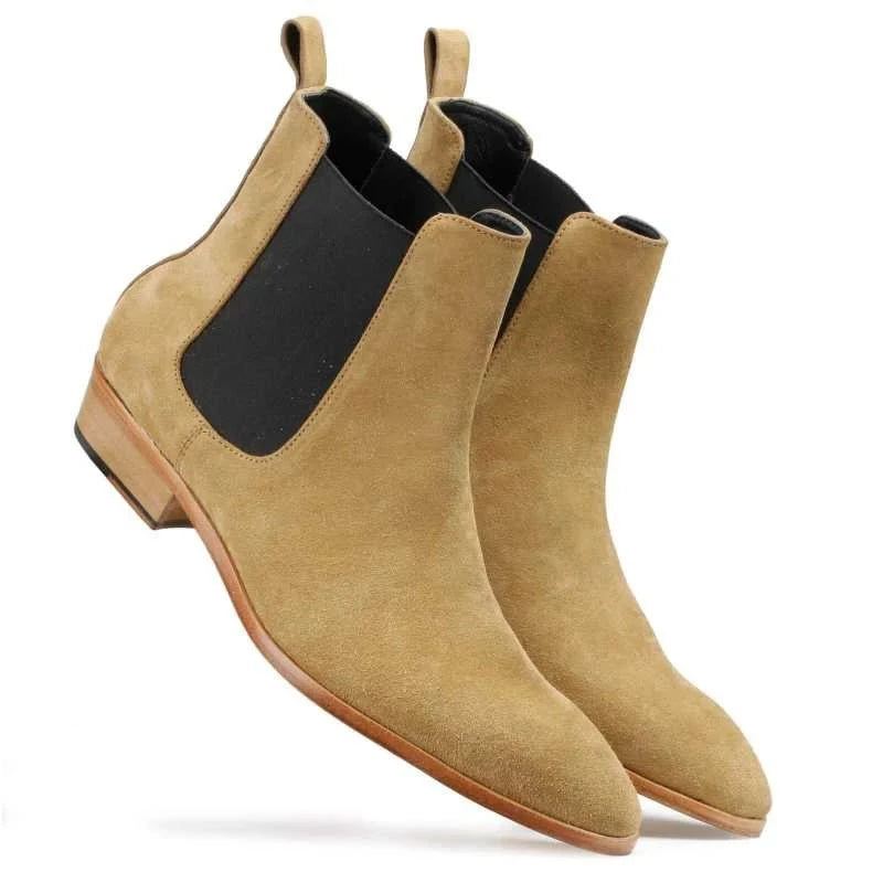 Chelsea Boots Håndlagde Vinter Herre Sko Add Velvet Work Basic Designer Sko - Brun