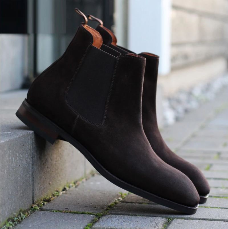 Chelsea Solid Vinter Herre Støvler Sko Arbeid Håndlagde Sko Add Velvet Non-slip Designer Boot - Brun