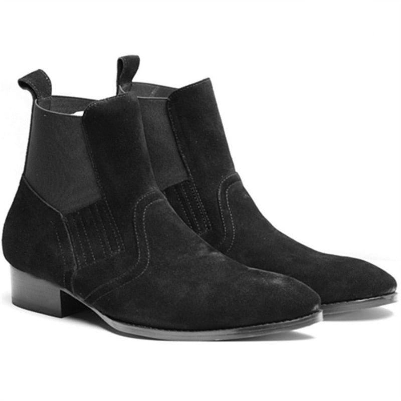 Eksklusiv Euro Vintage Luxury Slip On Wyatt Classic Harness Ankel Chelsea Boots Personlig Pustende Punkstøvler - Svart