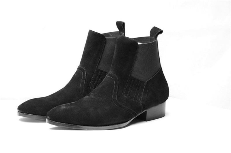 Eksklusiv Euro Vintage Luxury Slip On Wyatt Classic Harness Ankel Chelsea Boots Personlig Pustende Punkstøvler - Svart