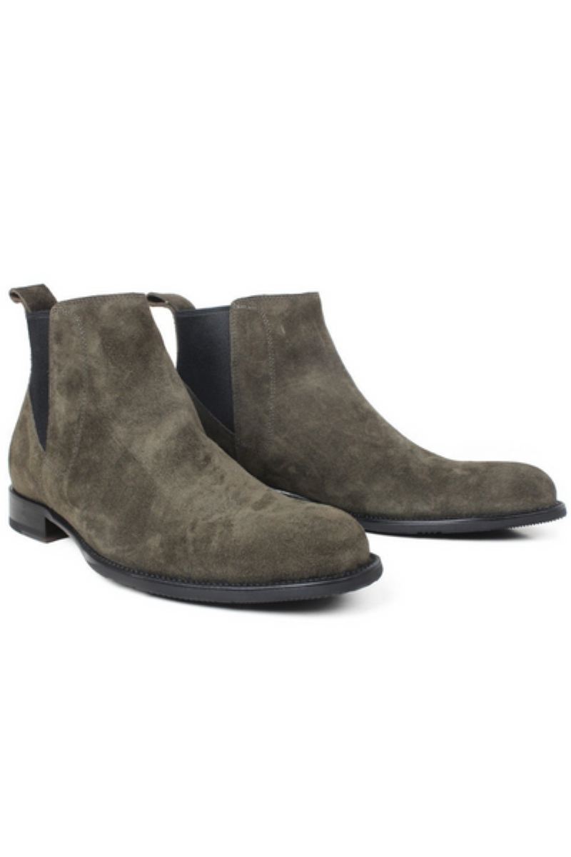 Høst Chelsea Boots For Menn Grønne Ekte Håndlagde Skreddersydde Ankel Slip-on Lær Sko