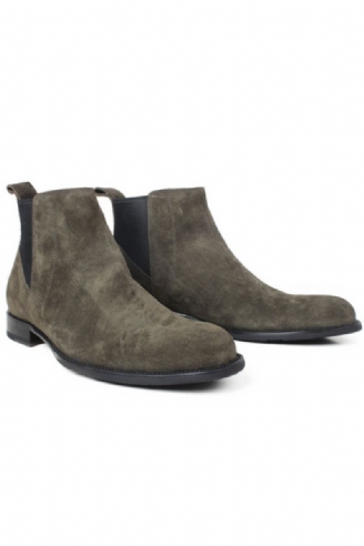 Høst Chelsea Boots For Menn Grønne Ekte Håndlagde Skreddersydde Ankel Slip-on Lær Sko