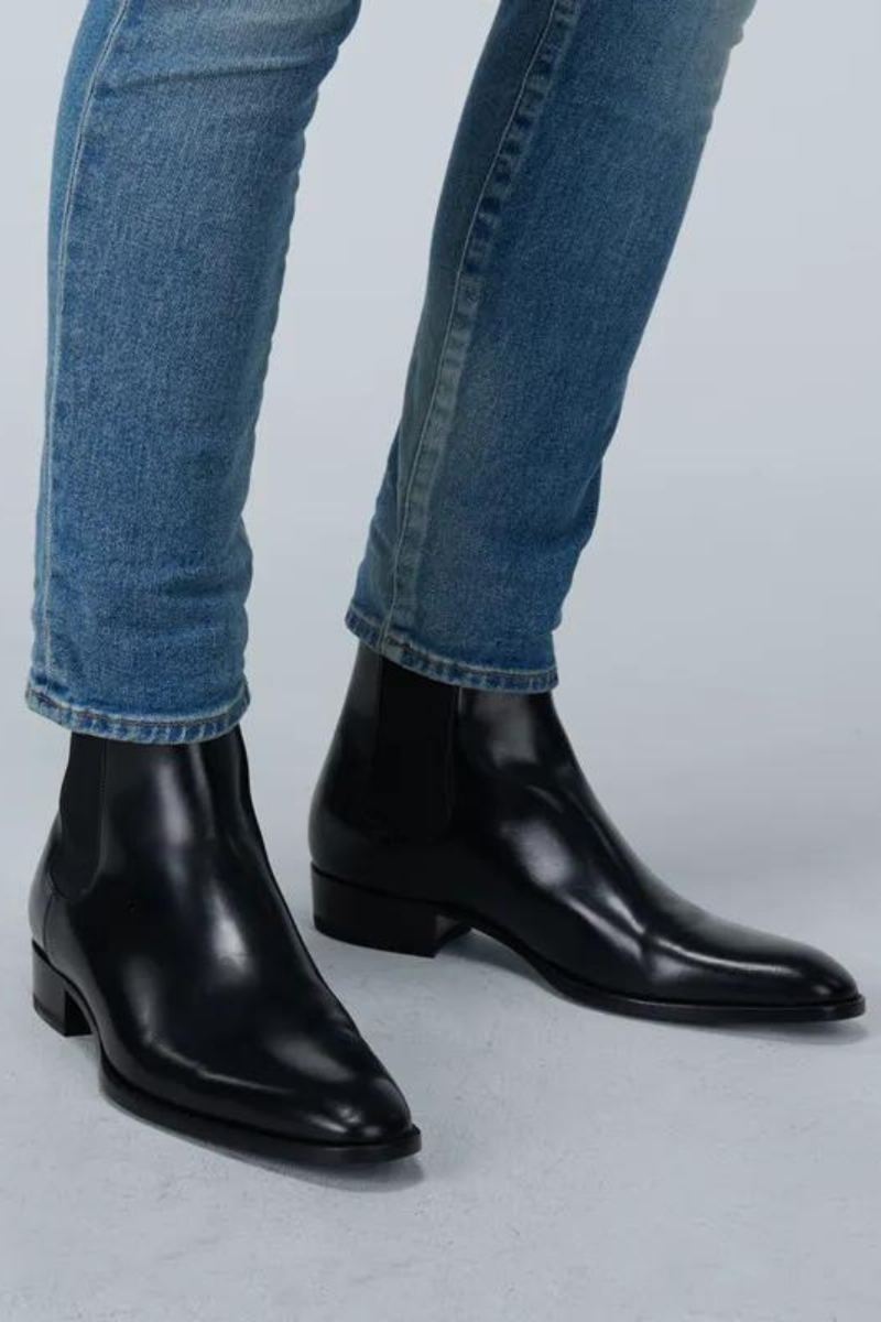 Menn Chelsea Boots Håndlagde Svarte Business Casual Classic Mid-hel