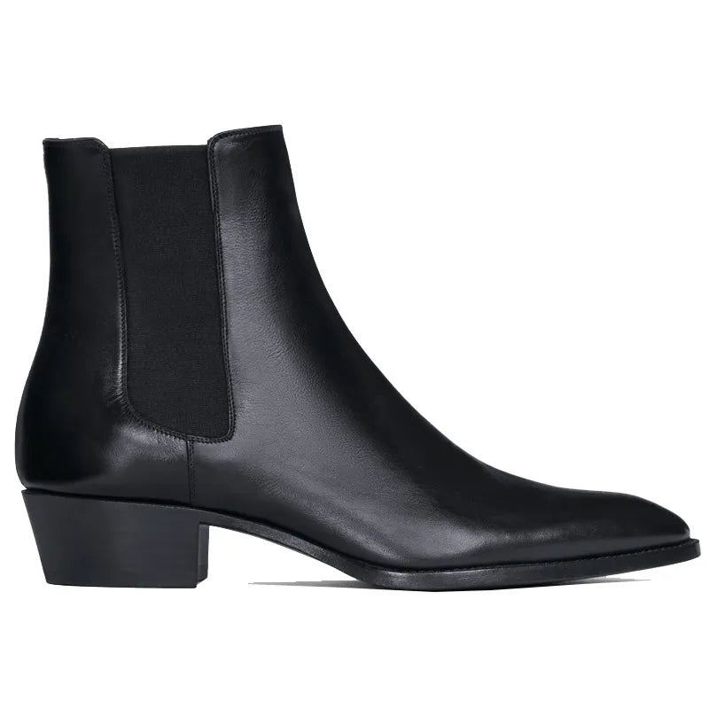 Menn Chelsea Boots Håndlagde Svarte Business Casual Classic Mid-hel - Svart