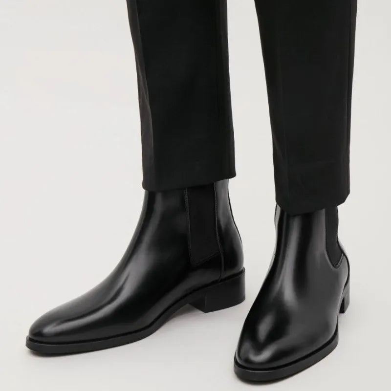 Menn Chelsea Boots Håndlagde Svarte Business Casual Classic Mid-hel - Svart