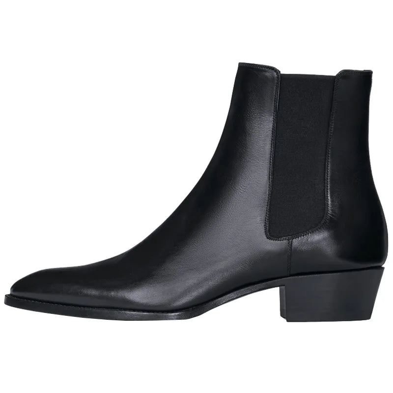 Menn Chelsea Boots Håndlagde Svarte Business Casual Classic Mid-hel - Svart