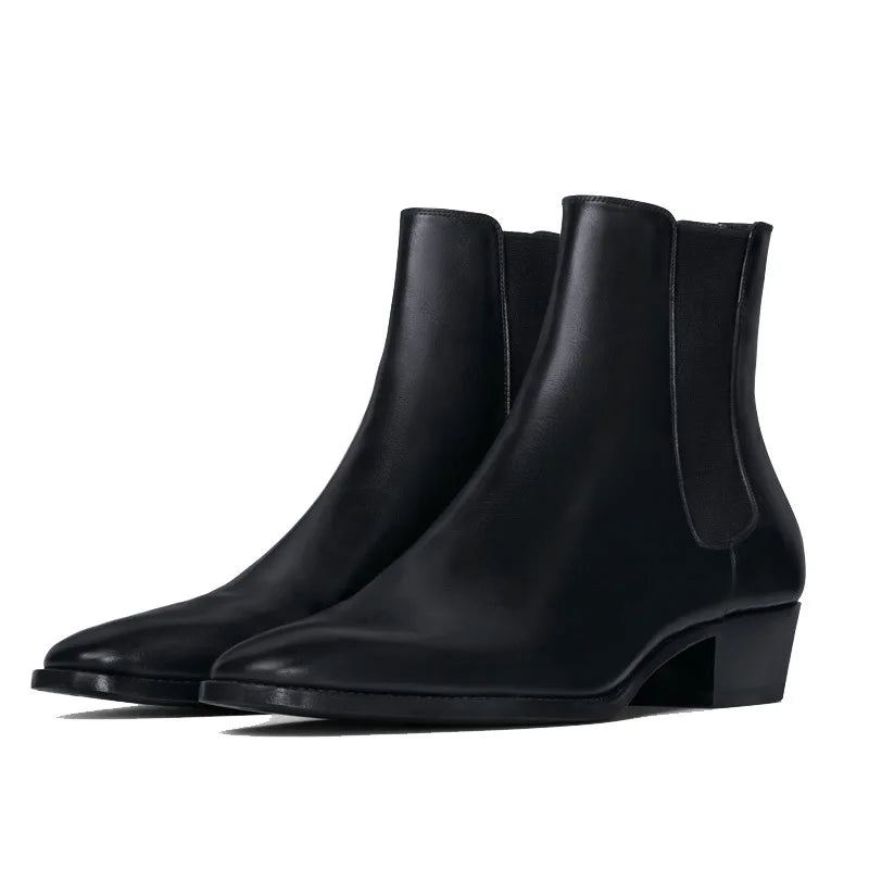 Menn Chelsea Boots Håndlagde Svarte Business Casual Classic Mid-hel - Svart