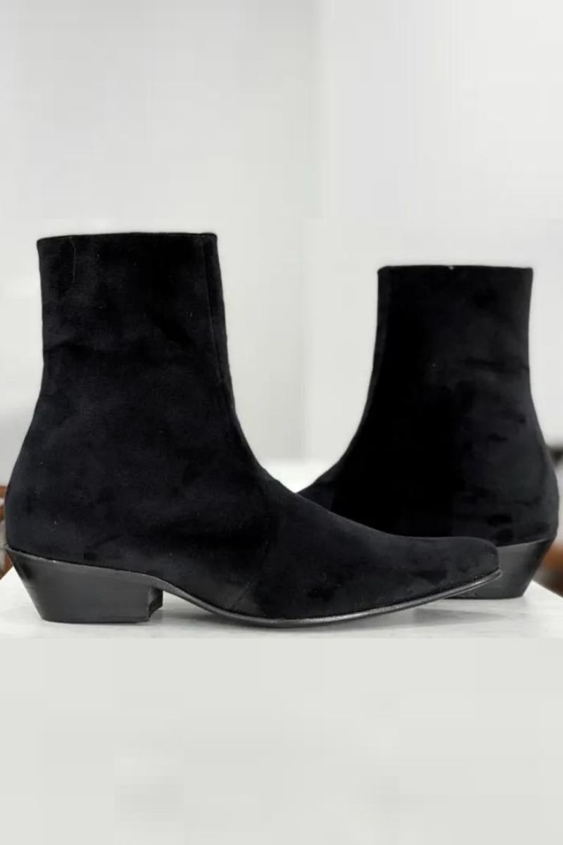 Menn Chelsea Boots Håndlaget Spiss Tå Mid-heel Business Zip Ankelstøvler