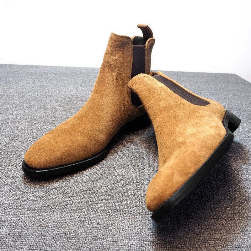 Menn Chelsea Boots Vår Høst Høy Hjelp Klassisk Stil Casual Sko - Svart