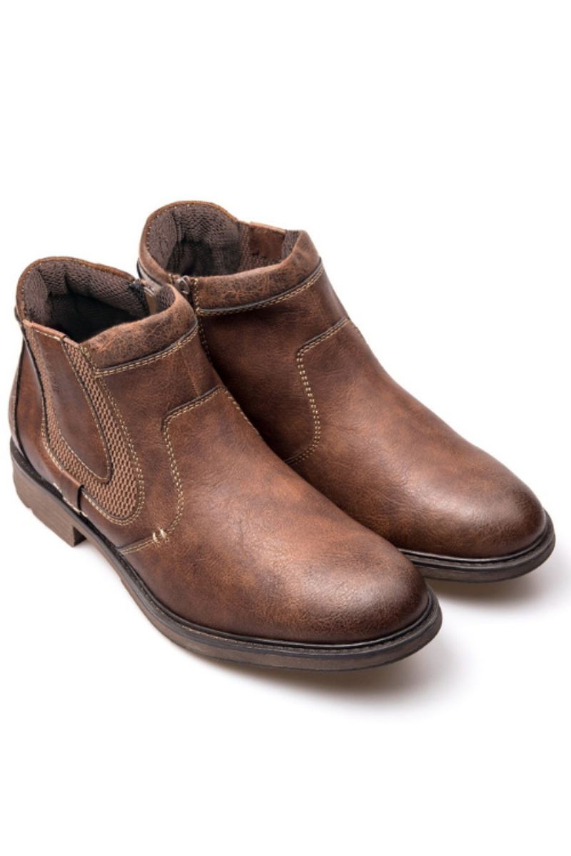 Menn Støvler Skinn Høst Vinter Vintage Style Ankel Kort Chelsea Boot Mann Fottøy