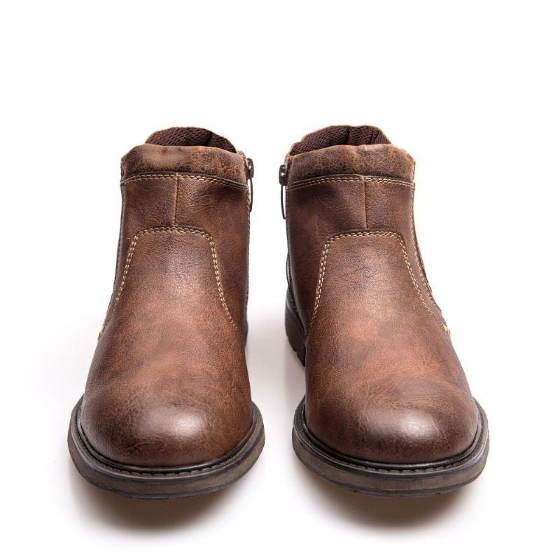 Menn Støvler Skinn Høst Vinter Vintage Style Ankel Kort Chelsea Boot Mann Fottøy - Svart