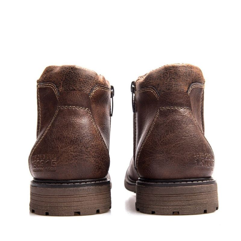 Menn Støvler Skinn Høst Vinter Vintage Style Ankel Kort Chelsea Boot Mann Fottøy - Svart