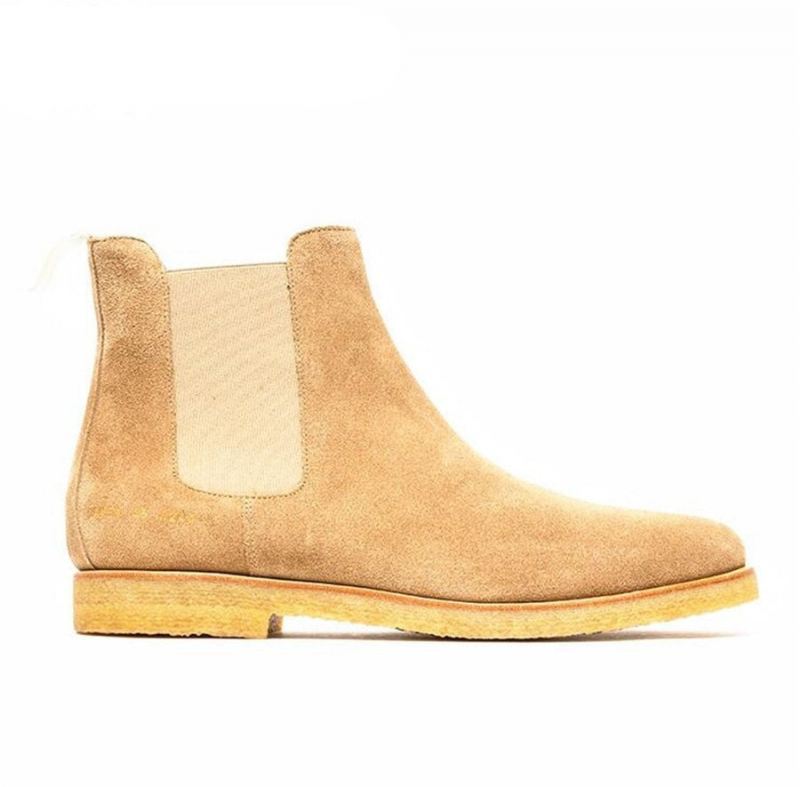 West Ekte Skinn Chelsea Menn Boots Platform Herre - Gul