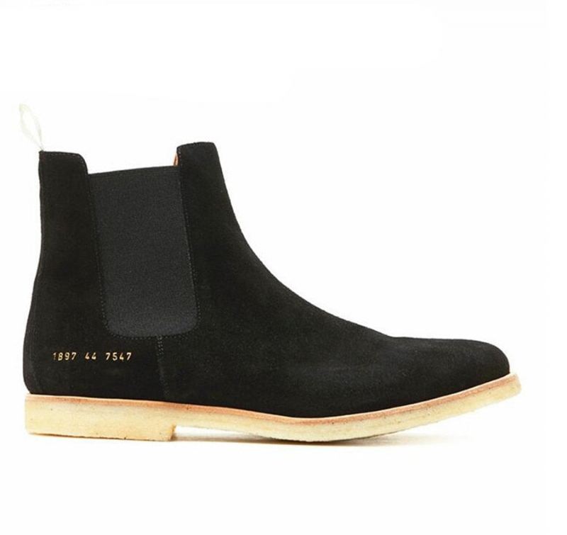 West Ekte Skinn Chelsea Menn Boots Platform Herre - Gul