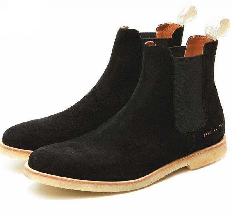 West Ekte Skinn Chelsea Menn Boots Platform Herre - Gul