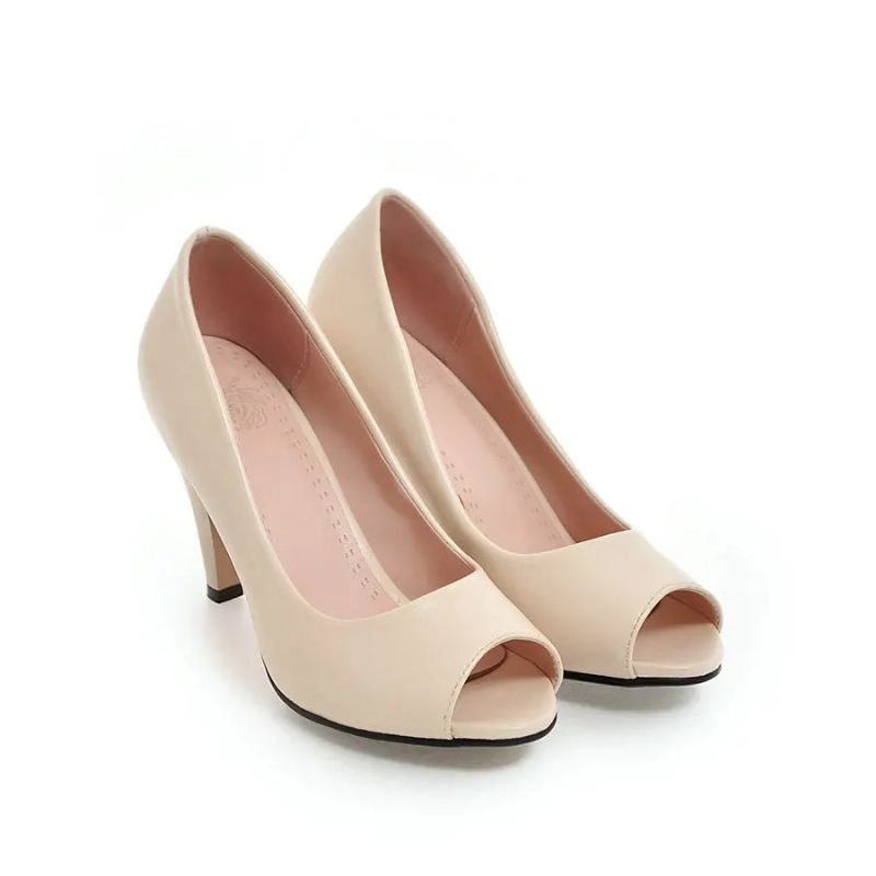 Damesko Med Høye Hæler Classic Spring Peep Toe Pumps Elegant - Beige