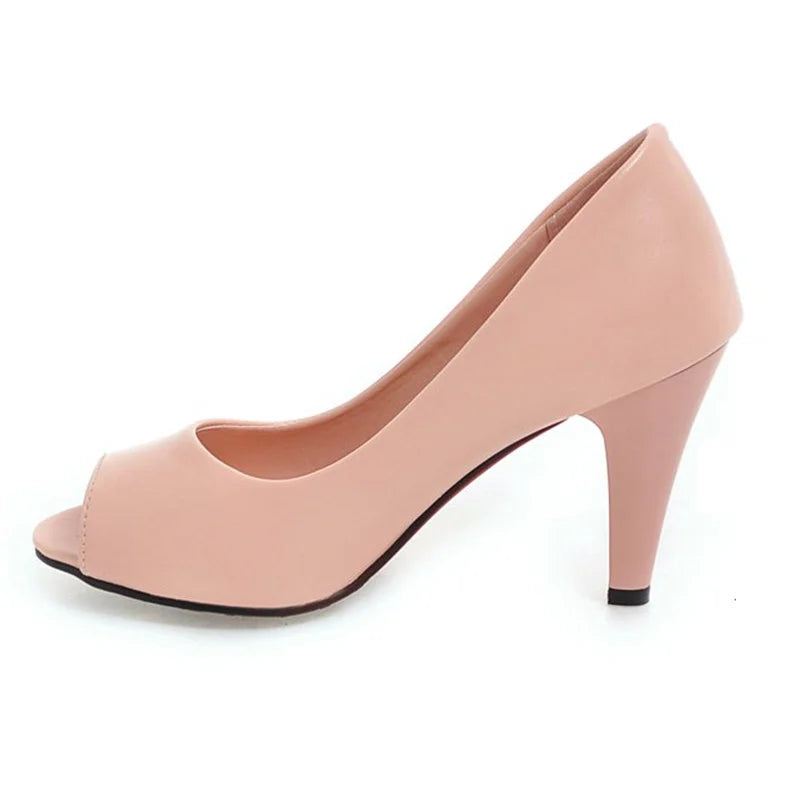 Damesko Med Høye Hæler Classic Spring Peep Toe Pumps Elegant - Beige