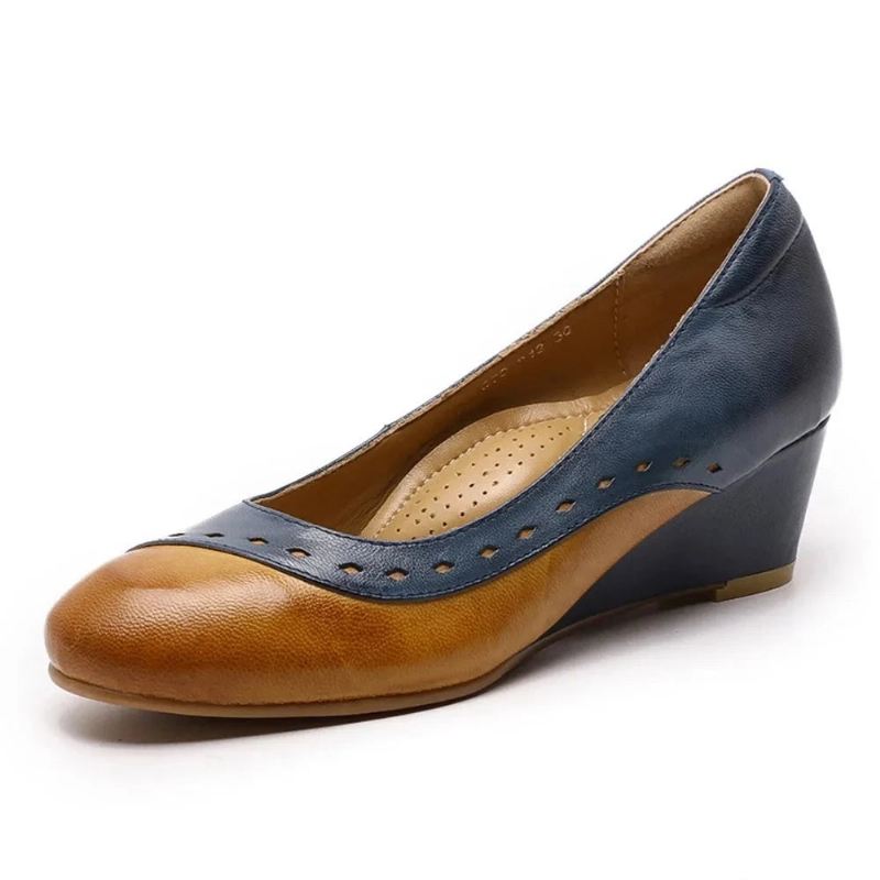 Kvinner Leather Heel Pumps Slip-on Sko Håndlaget Høy Hæl For Damer - Svart