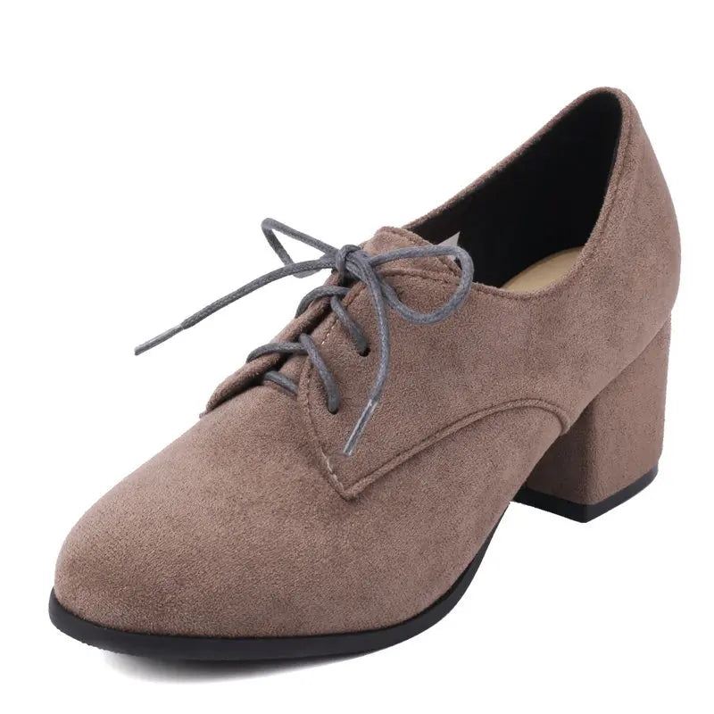 Kvinner Pumps Round Toe Block Hæler Flock Suede Office Lady Casual Damesko - Svart