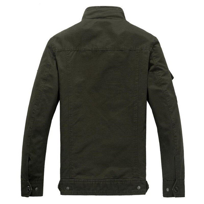 Army Military Jacket Herre Vår Høst Cotton Washed Coat Multipocket Pilot Bomber Tactical Flight Jakker - Svart