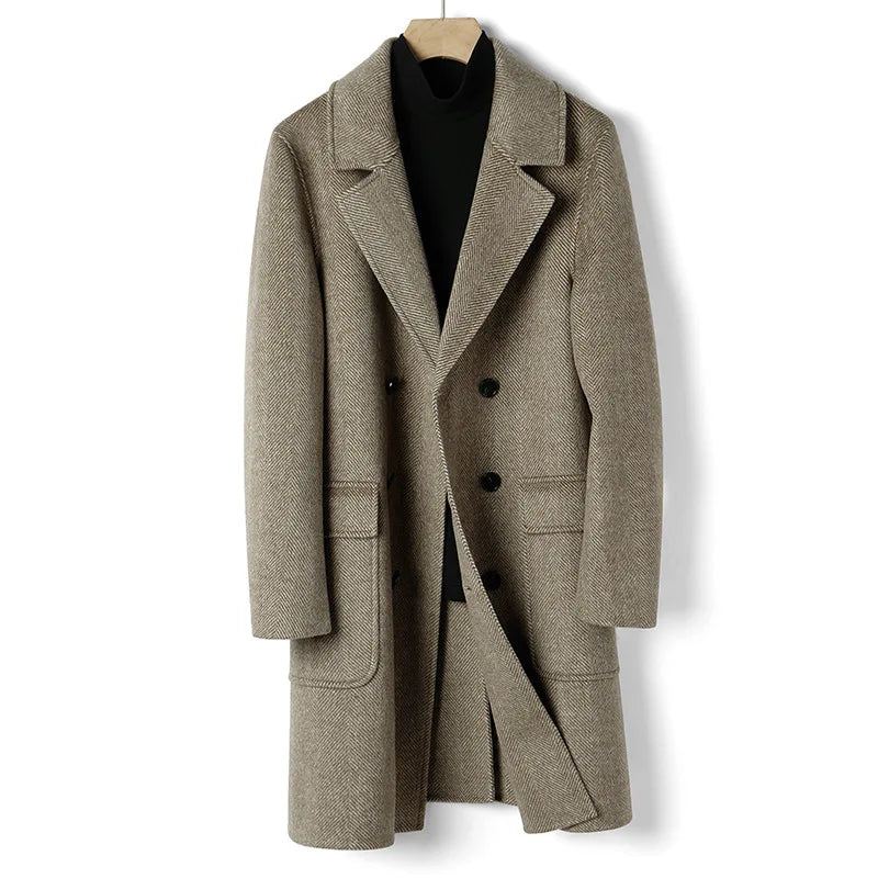 Australian Menn Business Causal Overfrakk Slank Dobbeltspent Trenchcoat - Brun