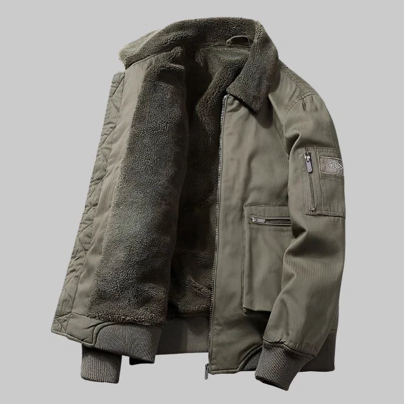 Cashmere Thicken Jacket For Menn Vindtett Varm Frakk Herre Bomull Cargo Jakker Vinter - Army Green