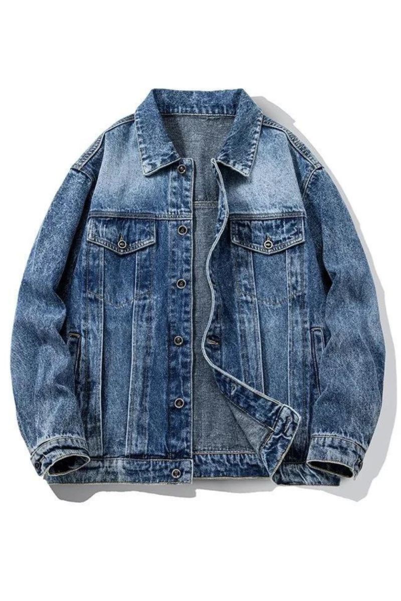 Denimjakke For Menn Uformell Solid Multi-lommer Jakker Streetwear Jeans Herre Kåper Vår Høst