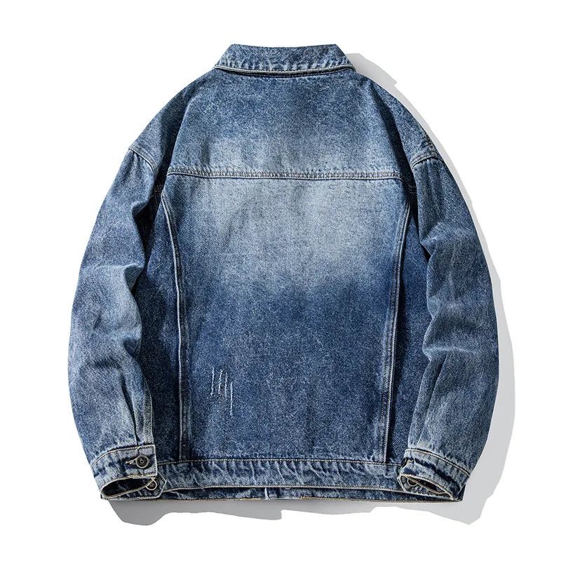 Denimjakke For Menn Uformell Solid Multi-lommer Jakker Streetwear Jeans Herre Kåper Vår Høst - Blå