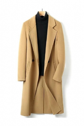 Double Faced Cashmere Menn Kåper Slank Super Lang Jakke Mann Høst Vinter Trench Coat Klær