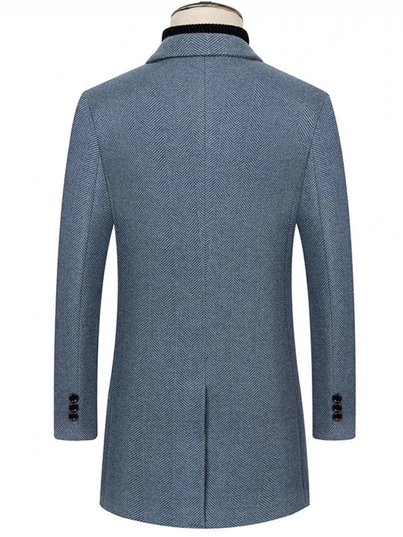 Eksklusiv Merkevarebutikk Ny Trenchcoat For Menn Enkeltspent Slimfrakk Business Casual Dress Krage Ulljakke - Grå