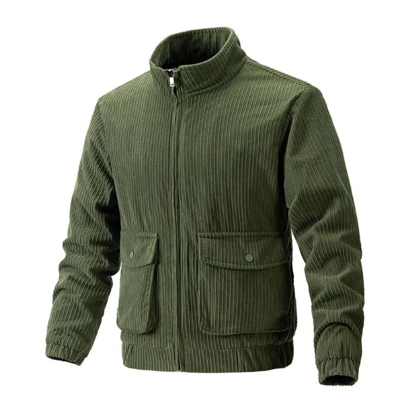 Herre Cordfløyel Windbreaker Camping Man Frakk Taktisk Klær Oppvarming Uformell Windbreak Outdoor Cardigan Coats - Svart