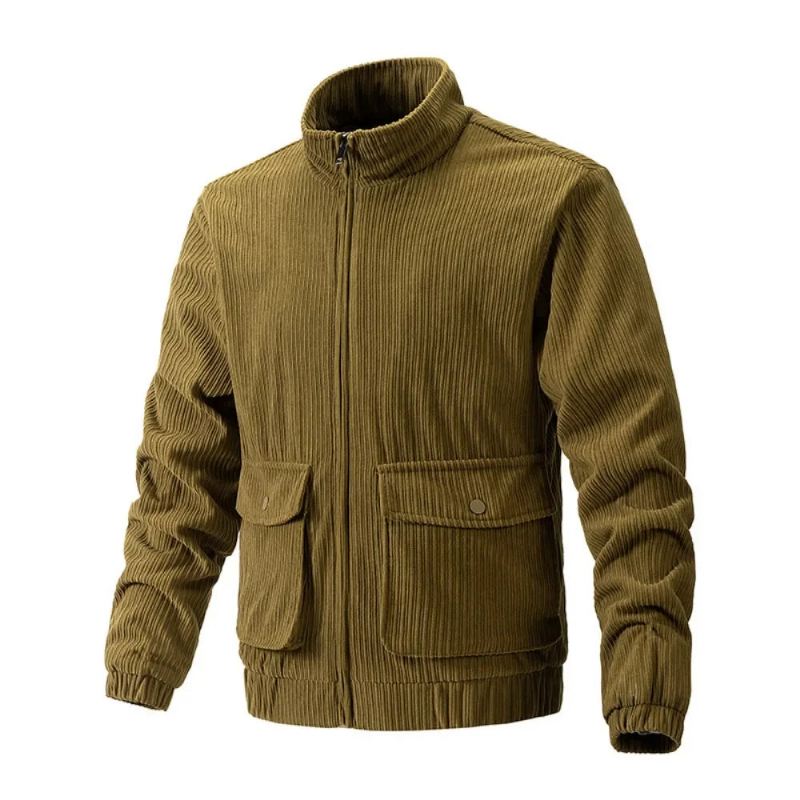 Herre Cordfløyel Windbreaker Camping Man Frakk Taktisk Klær Oppvarming Uformell Windbreak Outdoor Cardigan Coats - Svart