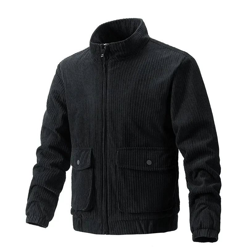 Herre Cordfløyel Windbreaker Camping Man Frakk Taktisk Klær Oppvarming Uformell Windbreak Outdoor Cardigan Coats - Svart