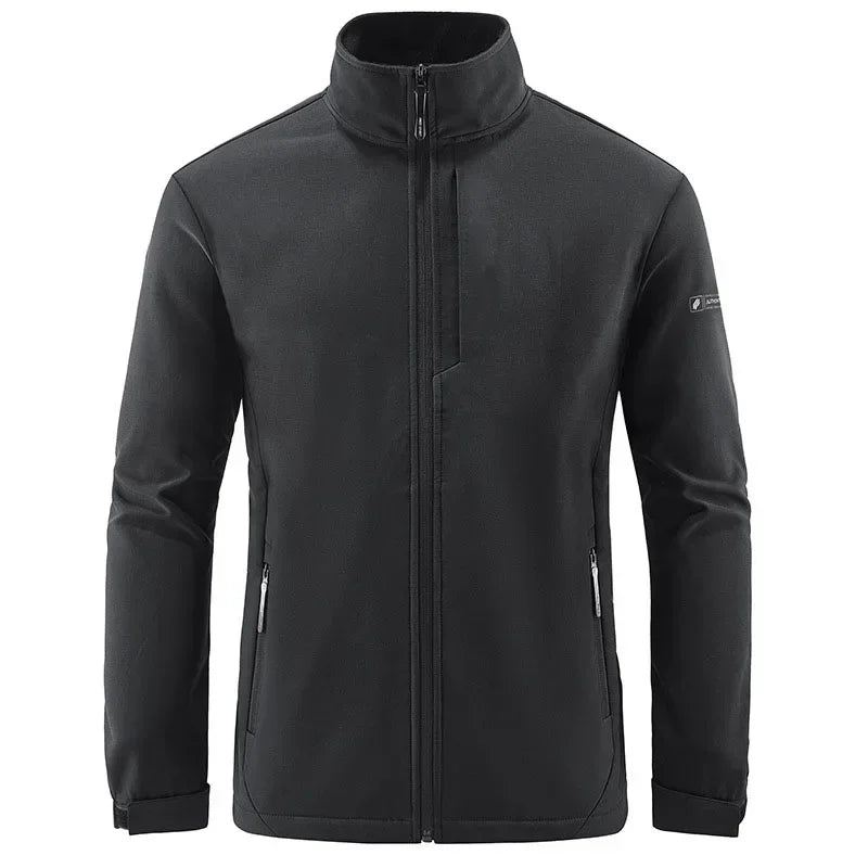 Herre Høst Vinter Tactical Soft Shell Jakker Utendørs Fleece Fôret Full Zip Multi-lomme Vindtett Varm Vandring Ski Safari - Marine