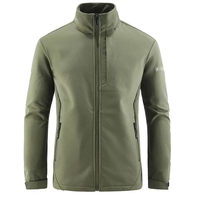 Herre Høst Vinter Tactical Soft Shell Jakker Utendørs Fleece Fôret Full Zip Multi-lomme Vindtett Varm Vandring Ski Safari - Marine