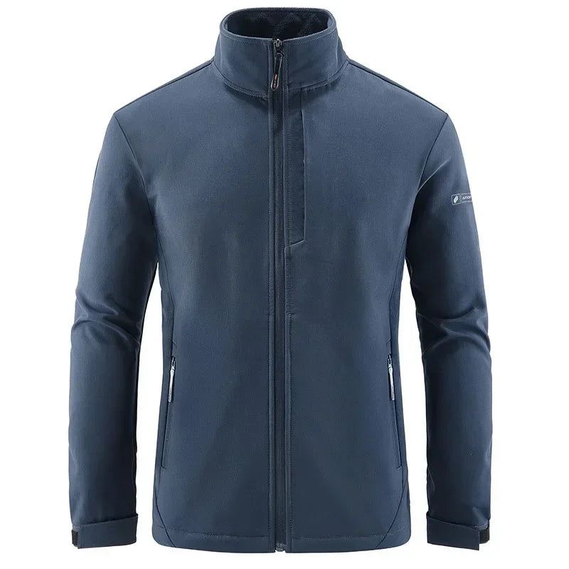 Herre Høst Vinter Tactical Soft Shell Jakker Utendørs Fleece Fôret Full Zip Multi-lomme Vindtett Varm Vandring Ski Safari - Marine