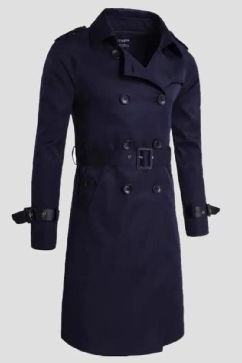 Herre Vår Høst Vindsperre Overfrakk Lang Trench Coats Med Belte Hanne Pea Coat Dobbel Breasted