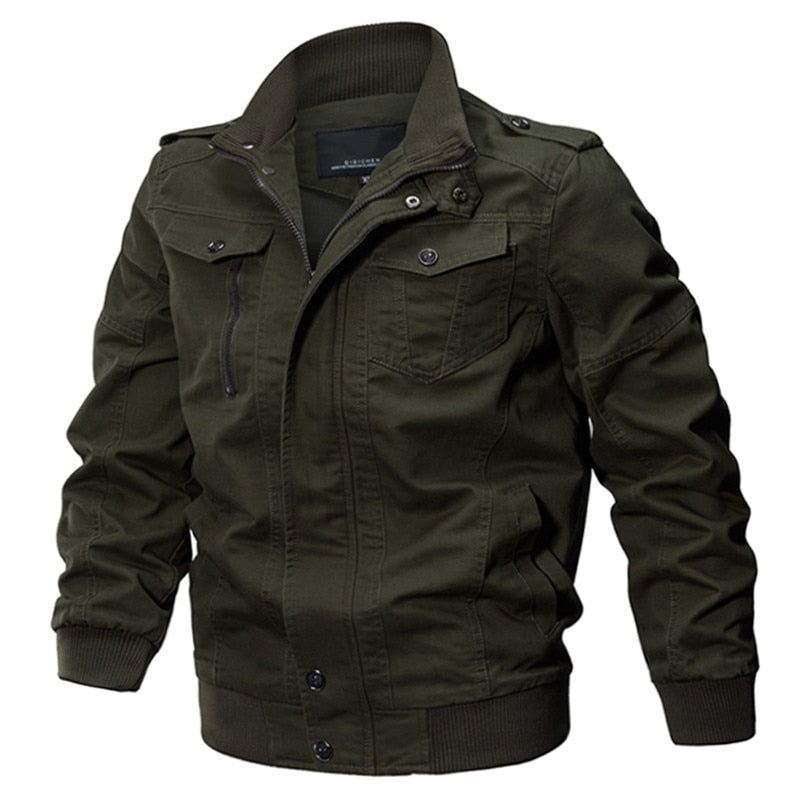 Jakke Herre Vinter Military Army Pilot Bomber Jacket Tactical Casual Air Force Flight - Svart