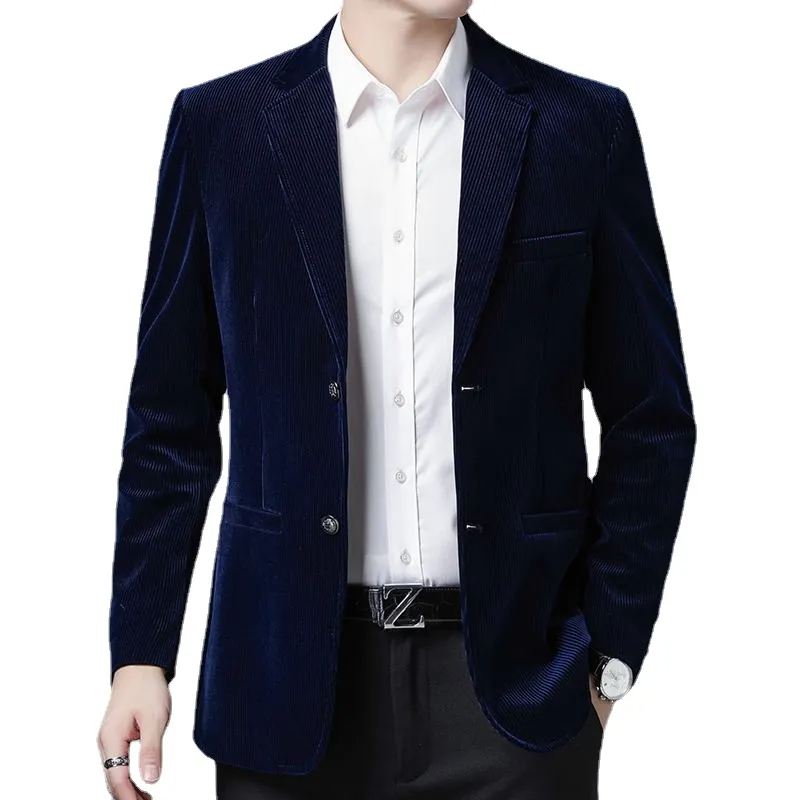 Mannlige Fritidsdressjakker Blazer For Menn Bryllup Slim Fit Outwear Wick Blazere Elegante Kåper - Marineblå