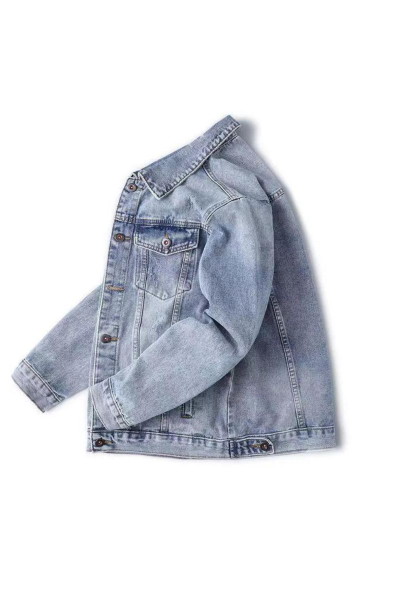 Menn Høst Jeans Jakke Løs Verktøy Casual Denim