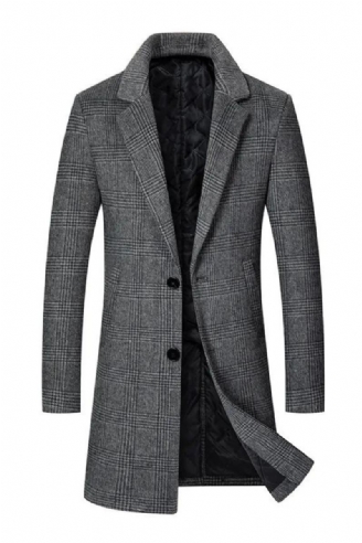 Menn Trench Coat Ull Blend Topp Vinter Lang Enkel Breasted Klassisk Stilig Jakke For