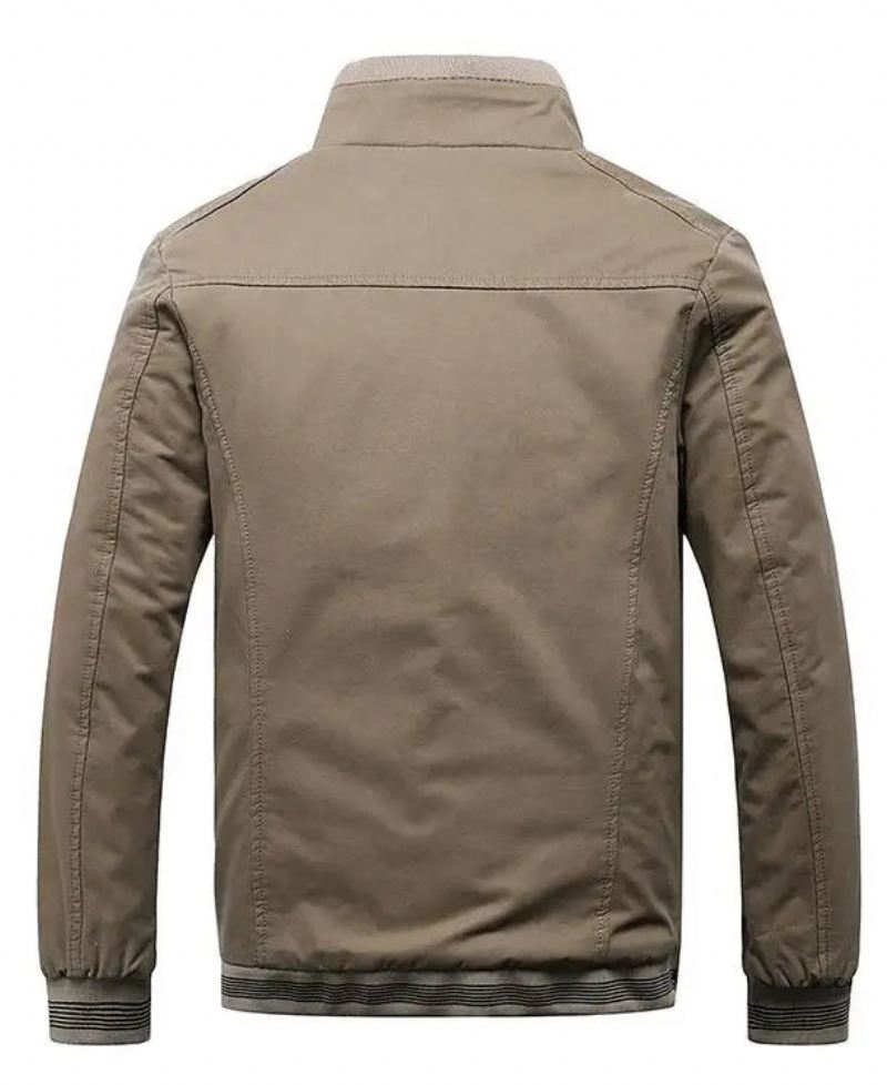 Menn Yttertøy Fleece Tykk Varm Uformell Windbreaker Jakke Baseball Kåper Vinter Bomber Parkas - Beige